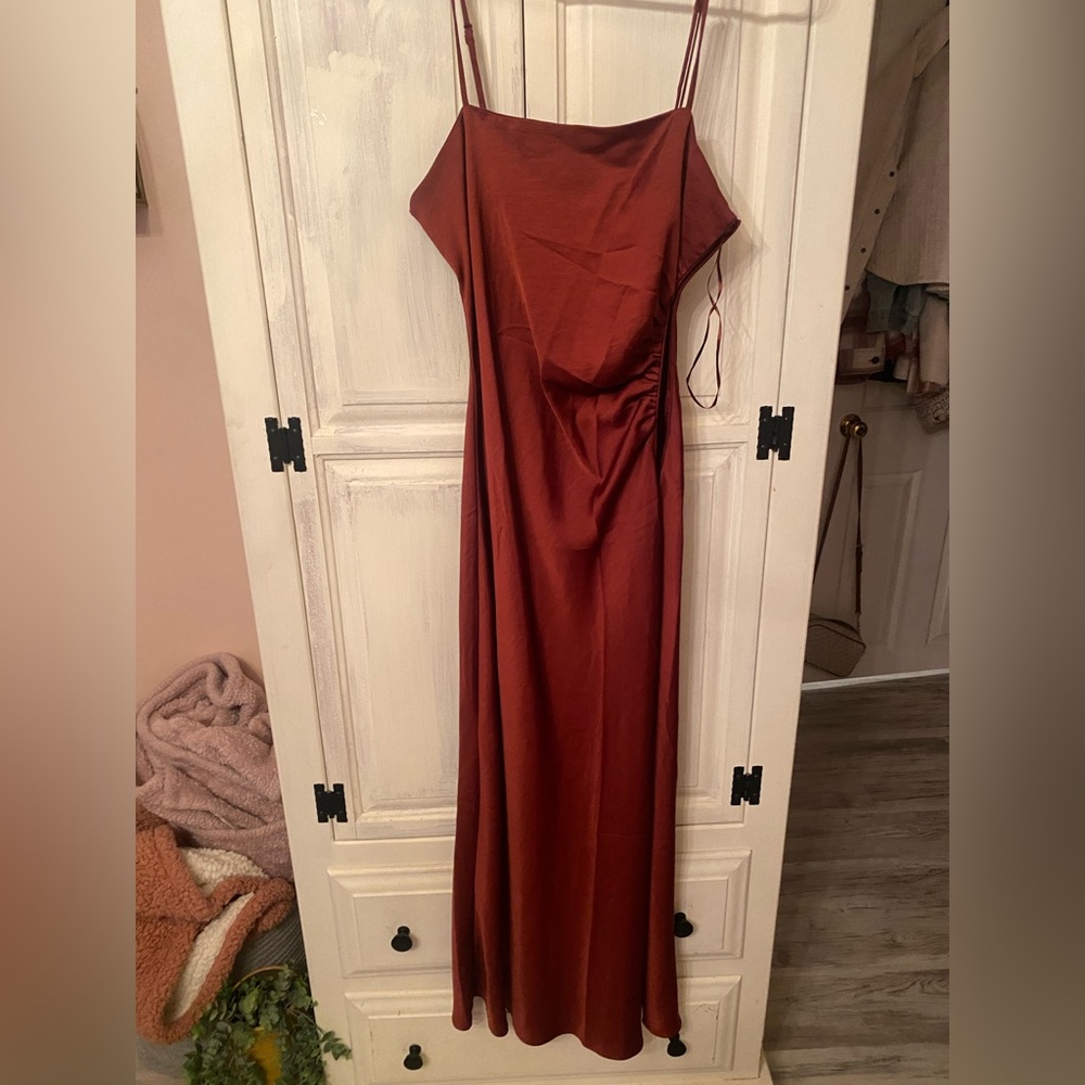 NWT rust silk dress (midi)